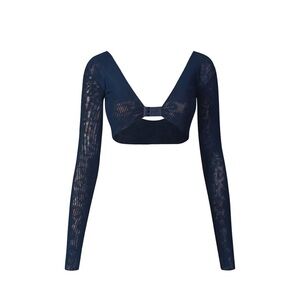 Elegant Navy Lace Long Sleeve Top